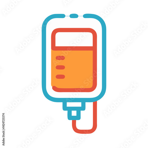 Colorful IV Drip Bag Vector Icon Illustration