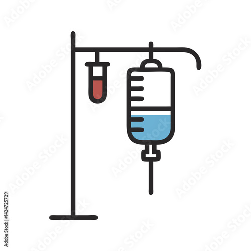 IV Drip Stand with Solution and Blood Sample
