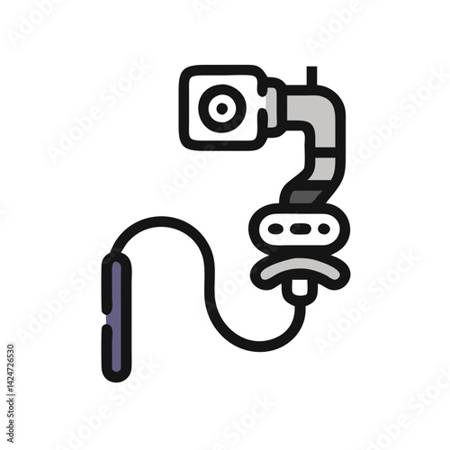 Colonoscope endoscope medical equipment illustration in dark background