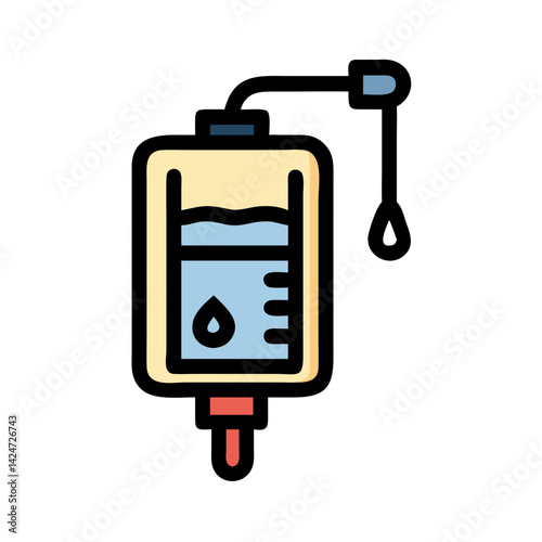 IV Drip Line Icon, Medical Illustration