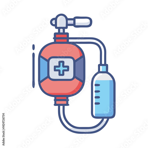 Illustration of blood transfusion system for healthcare, donation