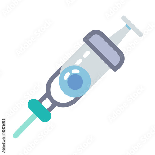 Stylized syringe illustration on black background, medical concept