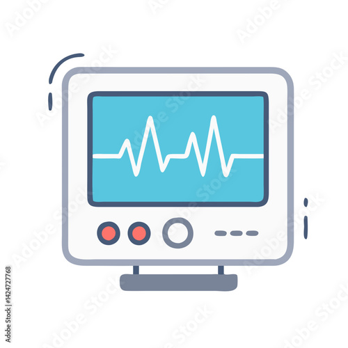 Medical Heart Monitor Showing Vital Signs Cartoon Illustration