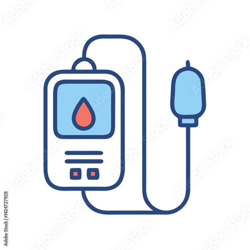 Blood glucose meter icon with monitor and sensors