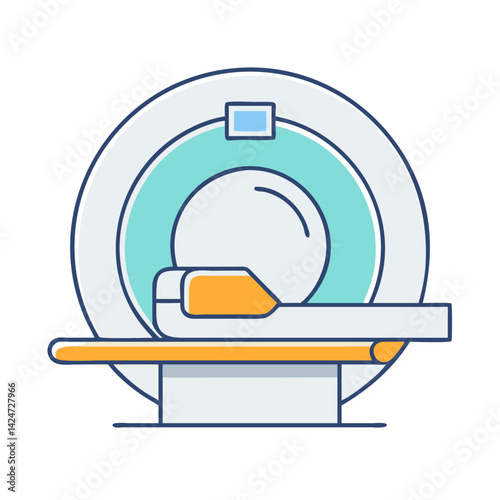 Cartoon illustration of an MRI scanner diagnostic equipment