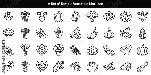 Vegetable Icon Vector Set, Food Plant Symbol Graphics