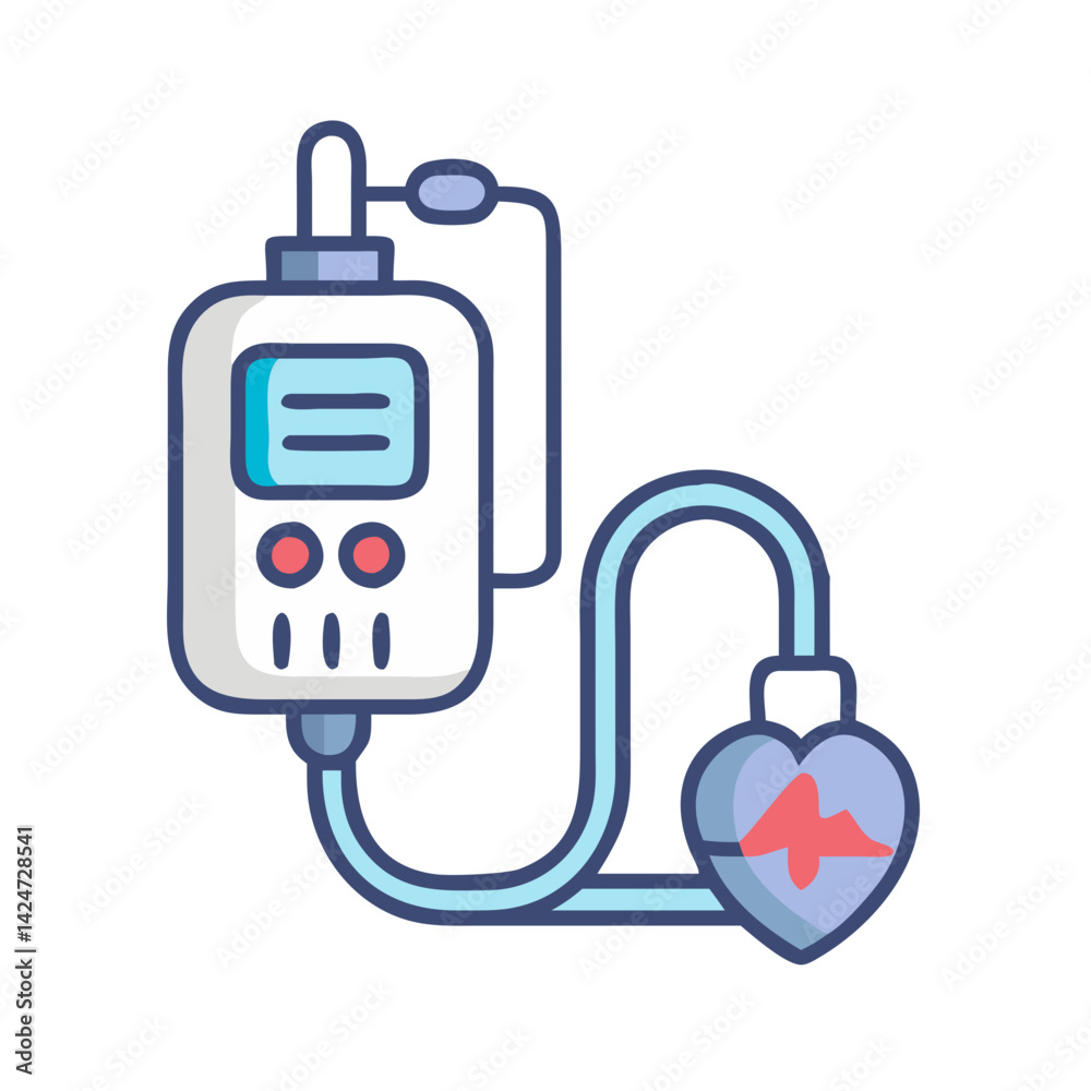Portable ECG Machine with Heartbeat Icon, Vector Illustration Portable ECG Machine with Heartbeat Icon, Vector Illustration