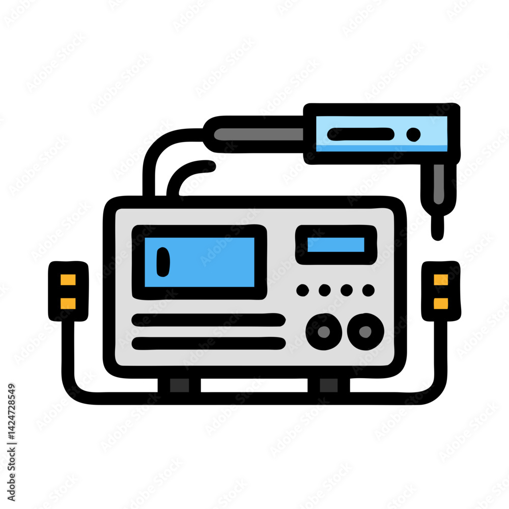 Obraz premium Cartoon Vector Illustration of an Oscilloscope on Black Background