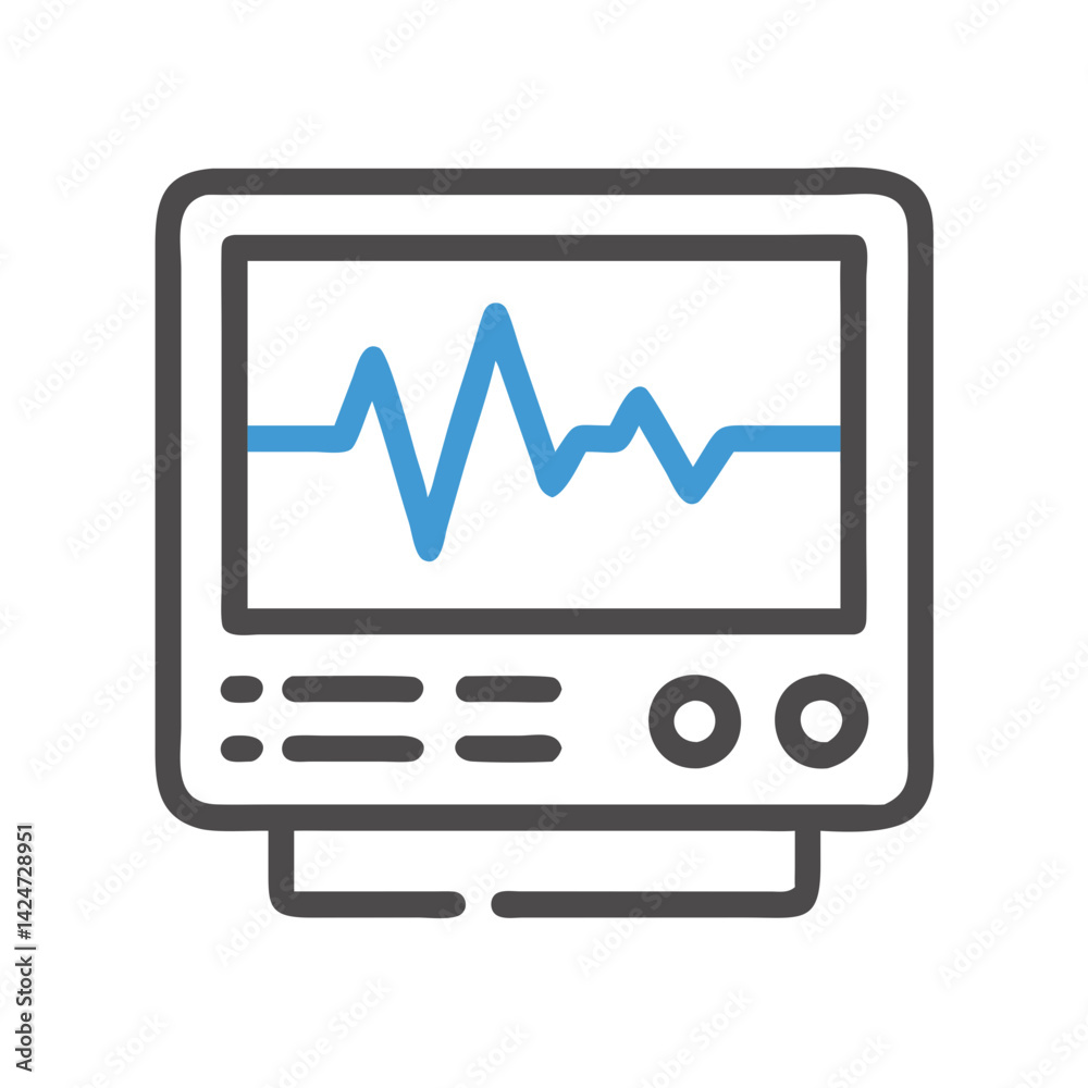 Medical ECG monitor icon with heart rate line Medical ECG monitor icon with heart rate line
