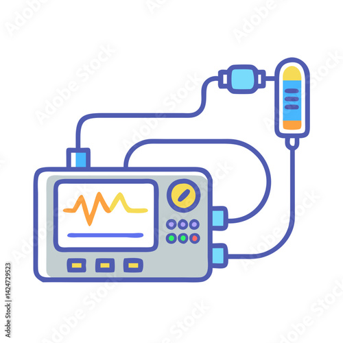 Medical Monitor with IV bag, illustration for healthcare