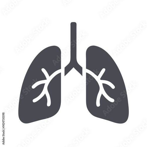 Lungs Icon Symbol Illustration, Human Lung Health Concept