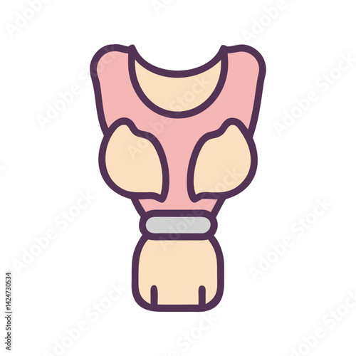 Human thyroid gland anatomy with larnyx and trachea