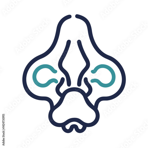 Minimalist outline of the nose with nostrils illustration