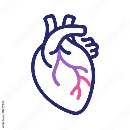 Human Heart Icon Illustration with Gradient Veins