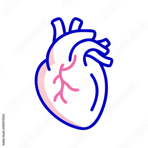 Simple, Colorful Heart Illustration on Black Background, Cartoon Style