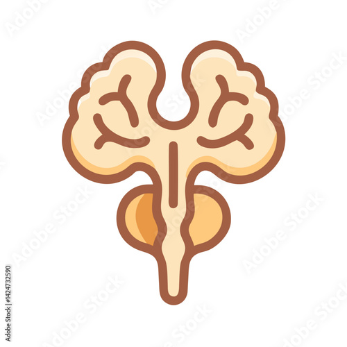Human pituitary gland illustration with black background
