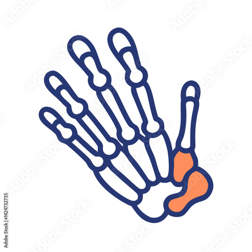 Hand bones vector illustration isolated on black background.
