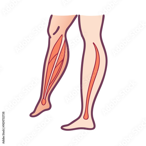 Human Leg Anatomy Showing Muscles and Tendons