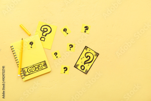Notebook with quiz cards an...