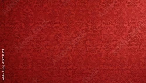 Vintage red flocked damask wallpaper, retro design , antique, textile