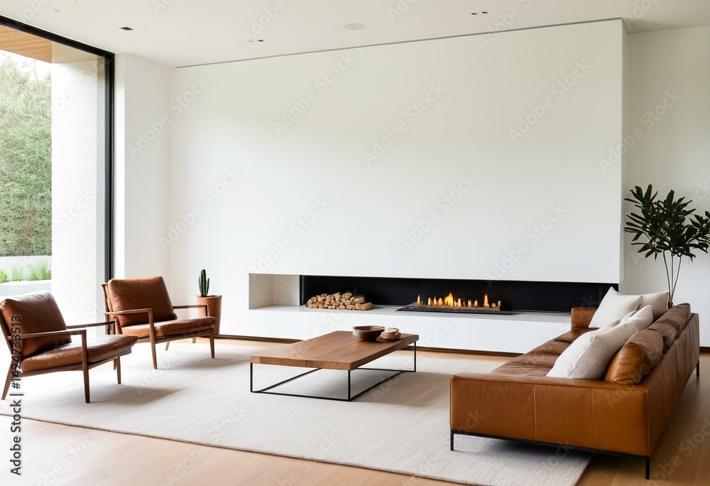 A living room with a fireplace and a couch. A living room with a fireplace and a couch.