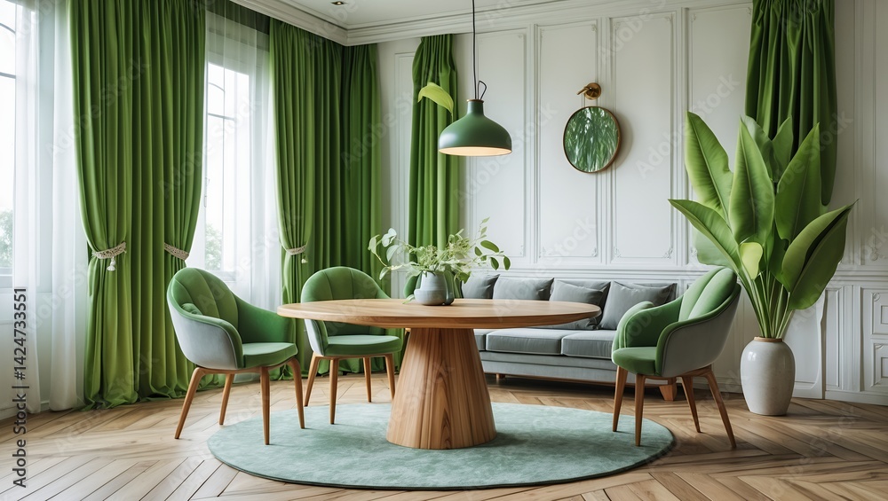 Fototapeta premium Bright and cozy living room with stylish decor