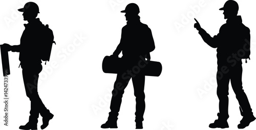 Collection of firefighter silhouettes showcasing dedication and bravery in action