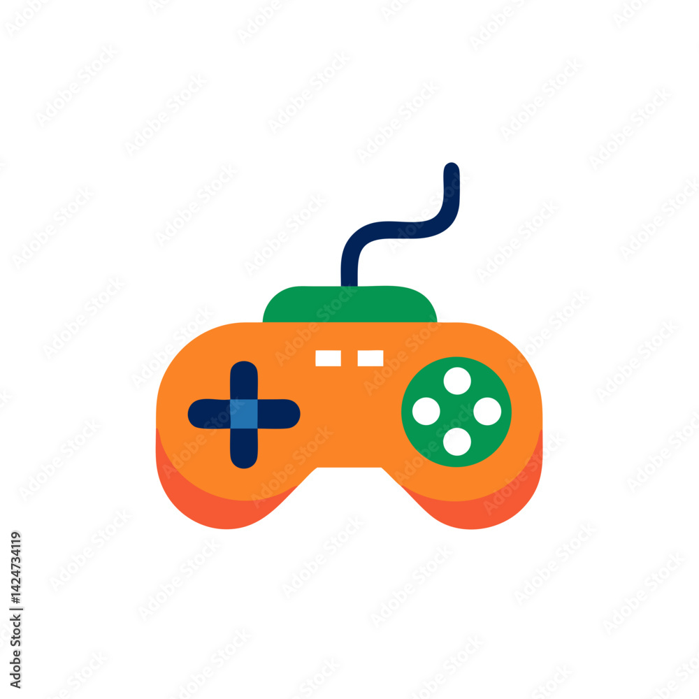 Colorful joystick icon representing classic gaming and interactive play on a white background Colorful joystick icon representing classic gaming and interactive play on a white background