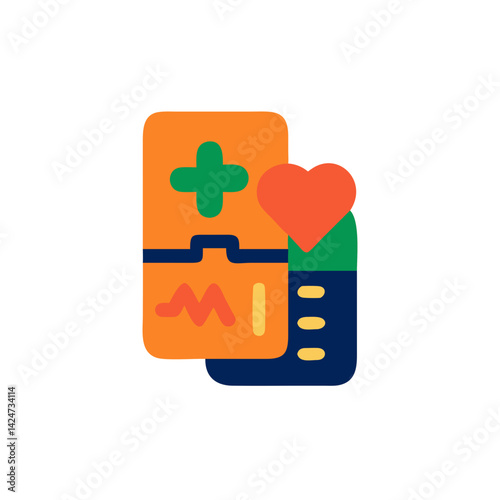 Colorful health bar icon representing player health and status in gaming on a white background
