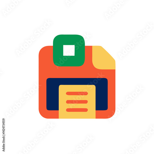 Colorful save icon representing data preservation in a playful style for gaming applications