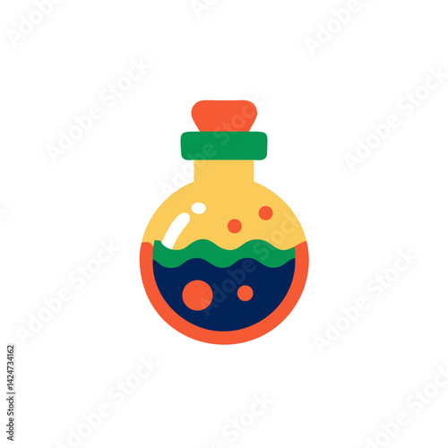 Colorful potion bottle icon representing magical items and resources in gaming on a white background