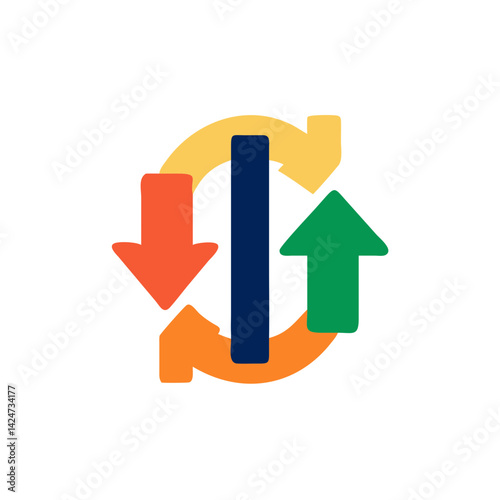 Colorful upgrade arrow icon representing progression and enhancement in gaming systems