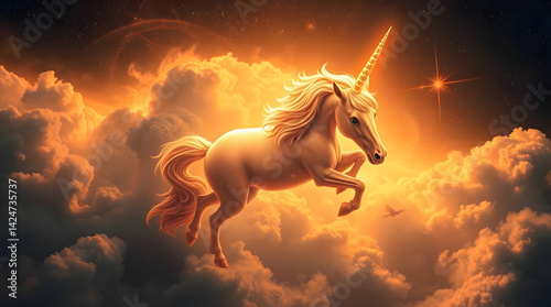 Majestic Unicorn in an Enchanted Forest Under a Starry Night Sky
