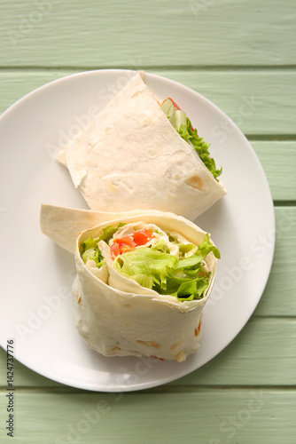 Plate of tasty lavash rolls...