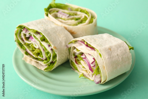 Plate of tasty lavash rolls...