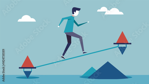 Balance Beams Walk hop and skip across a series of balance beams varying in height for a lowimpact balancing act.. Vector illustration
