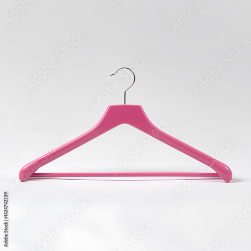 Pink coat hanger on white background