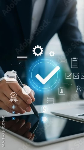 Digital signature process and approval in modern business setting with sleek technology