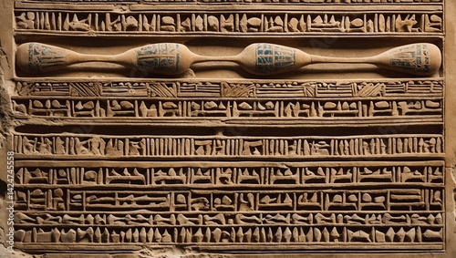 Intricate detail of ancient mesopotamian cuneiform tablet