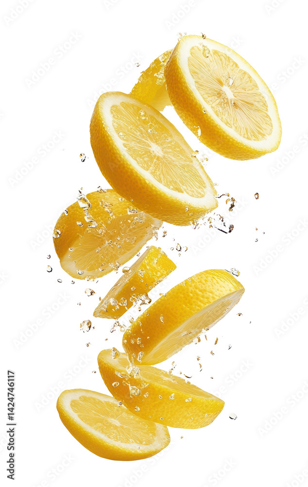 PNG Falling lemon slices background fruit white.
