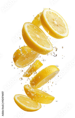 PNG Falling lemon slices background fruit white.