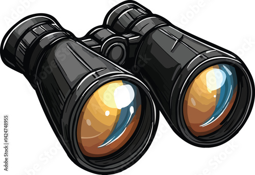 Binoculars Vector Illustration on Transparent Background
