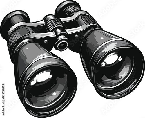 Binoculars Vector Illustration on Transparent Background