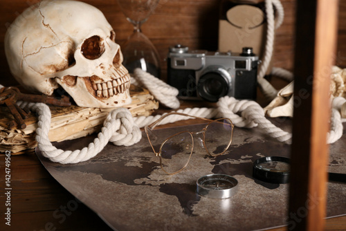 Skulls with old manuscripts...
