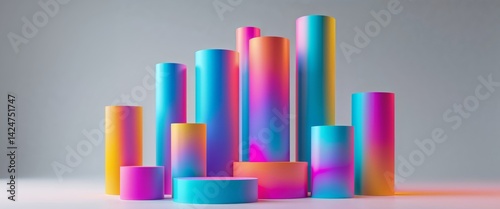 Colorful cylindrical shapes abstract design.