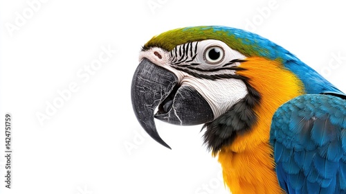 Vibrant macaw parrot portrait studio setting animal photography isolated background close-up perspective colorful nature
