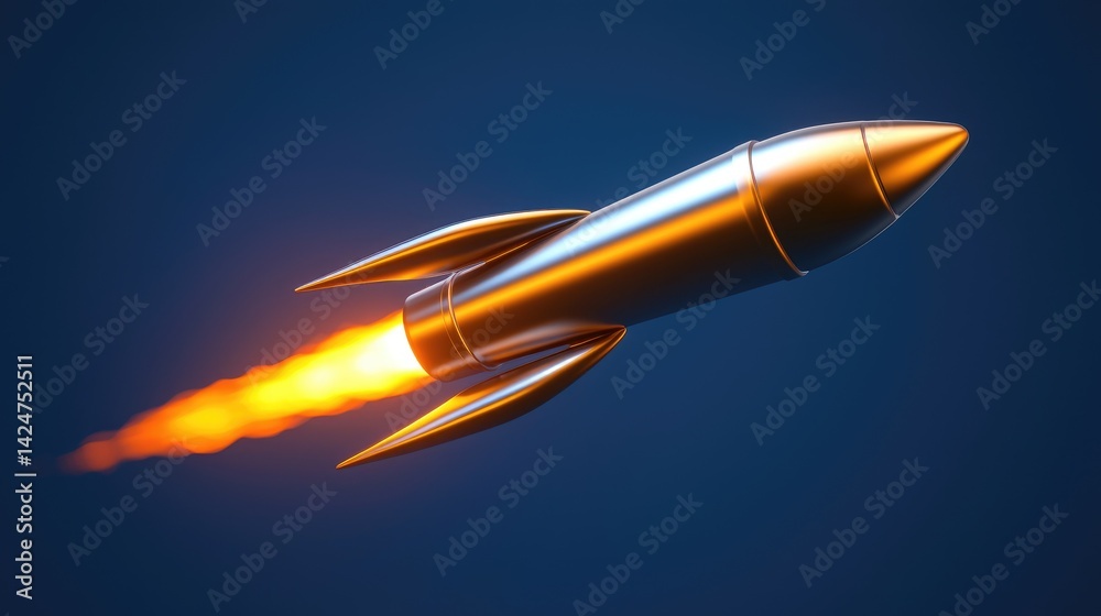 Fototapeta premium Rocket launching into space technology digital illustration futuristic environment dynamic viewpoint