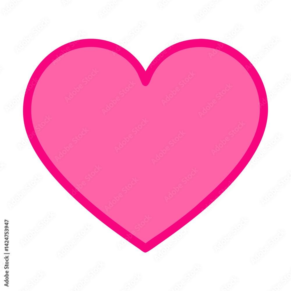 Vibrant Pink Heart Shape Symbolizing Love and Affection in a Playful Design