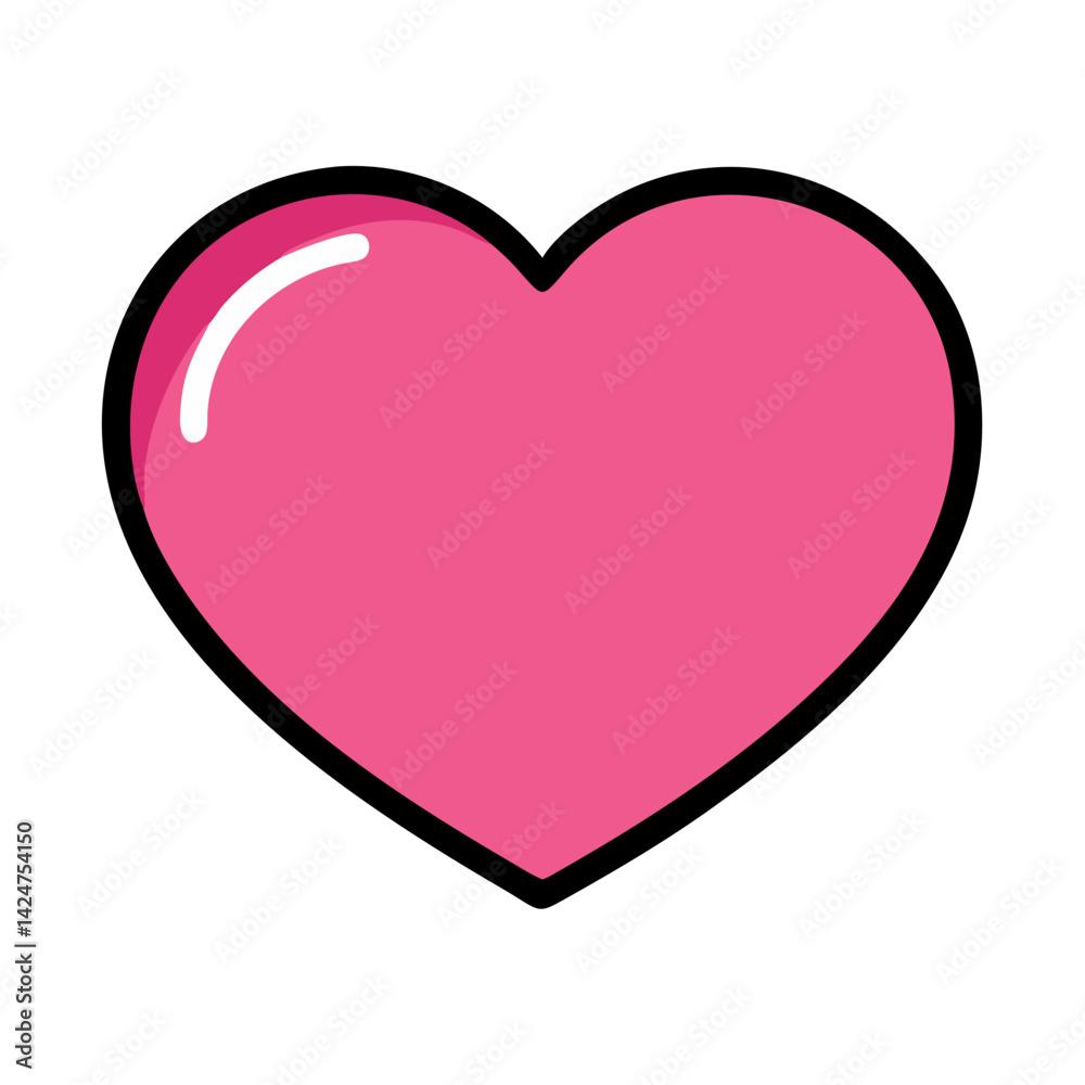Vibrant Pink Heart Shape Symbolizing Love and Affection in a Playful Design