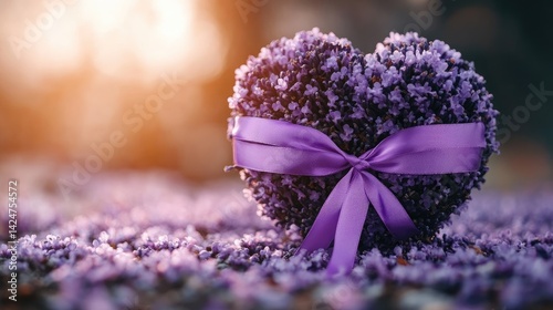 World Cancer Day 4th February with lavender ribbon awareness on heart tree.